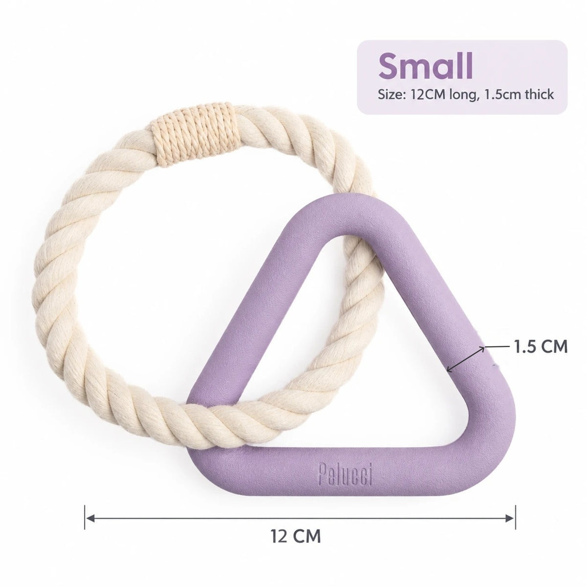 Pelucci Tug Rope in Lavender, Small size: triangle 12 cm wide, 1.5 cm thick