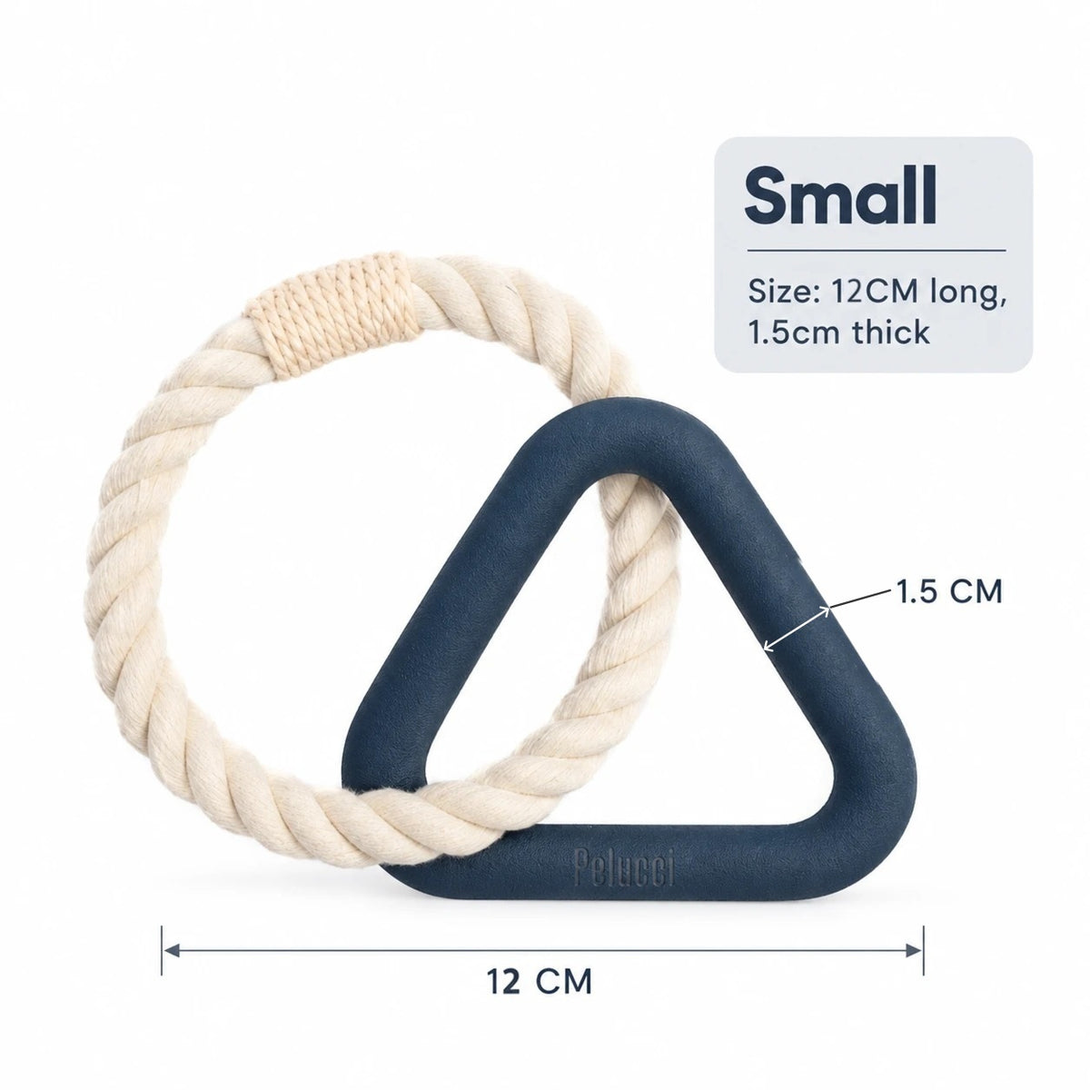 Pelucci Tug Rope in Navy, Small size: triangle 12 cm wide, 1.5 cm thick